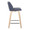Toriano 24" Contemporary Fixed-Height Counter Stool with Swivel in Natural Wood and Blue Fabric with Square Chrome Metal Footrest- Set of 2 — side view