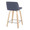 Toriano 24" Contemporary Fixed-Height Counter Stool with Swivel in Natural Wood and Blue Fabric with Square Chrome Metal Footrest- Set of 2 — rear three-quarter view