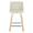 Toriano 24" Contemporary Fixed-Height Counter Stool with Swivel in Natural Wood and Cream Fabric with Square Chrome Metal Footrest- Set of 2 — front view