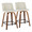 Toriano Mid-Century Modern Fixed-Height Counter Stool in Walnut Wood and Cream Fabric with Square Black Metal Footrest- Set of 2 — pair view