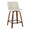 Toriano Mid-Century Modern Fixed-Height Counter Stool in Walnut Wood and Cream Fabric with Square Black Metal Footrest- Set of 2 — product view