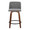 Tintori counter stool in Walnut Wood, Grey Noise Fabric, Black Metal, front view, featuring swivel and metal footrest