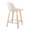 Toriano 24" Contemporary Fixed-Height Counter Stool with Swivel in Natural Wood and Cream Noise Fabric with Square Chrome Metal Footrest- Set of 2 — rear three-quarter view