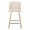Toriano 24" Contemporary Fixed-Height Counter Stool with Swivel in Natural Wood and Cream Noise Fabric with Square Chrome Metal Footrest- Set of 2 — front view