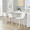 Toriano 24" Contemporary Fixed-Height Counter Stool with Swivel in Natural Wood and Cream Noise Fabric with Square Chrome Metal Footrest- Set of 2 — lifestyle photo 1