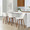 Tintori counter stool in Walnut Wood, Cream Noise Fabric, Chrome Metal, featuring swivel and metal footrest