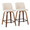 Toriano 24" Mid-Century Modern Fixed-Height Counter Stool with Swivel in Walnut Wood and Cream Noise Fabric with Square Black Metal Footrest- Set of 2 — pair view