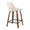 Toriano 24" Mid-Century Modern Fixed-Height Counter Stool with Swivel in Walnut Wood and Cream Noise Fabric with Square Black Metal Footrest- Set of 2 — rear three-quarter view