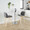 Toriano 24" Contemporary Fixed-Height Counter Stool with Swivel in Natural Wood and Grey Faux Leather with Round Chrome Metal Footrest- Set of 2 — lifestyle photo 1