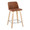 Toriano 24" Contemporary Fixed-Height Counter Stool with Swivel in Natural Wood and Camel Faux Leather with Square Chrome Metal Footrest- Set of 2 — product view