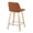 Toriano 24" Contemporary Fixed-Height Counter Stool with Swivel in Natural Wood and Camel Faux Leather with Square Chrome Metal Footrest- Set of 2 — rear three-quarter view