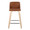 Toriano 24" Contemporary Fixed-Height Counter Stool with Swivel in Natural Wood and Camel Faux Leather with Square Chrome Metal Footrest- Set of 2 — front view