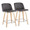Toriano 24" Contemporary Fixed-Height Counter Stool with Swivel in Natural Wood and Grey Faux Leather with Square Chrome Metal Footrest- Set of 2 — pair view