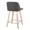 Toriano 24" Contemporary Fixed-Height Counter Stool with Swivel in Natural Wood and Grey Faux Leather with Square Chrome Metal Footrest- Set of 2 — rear three-quarter view