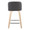 Toriano 24" Contemporary Fixed-Height Counter Stool with Swivel in Natural Wood and Grey Faux Leather with Square Chrome Metal Footrest- Set of 2 — back view