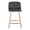 Toriano 24" Contemporary Fixed-Height Counter Stool with Swivel in Natural Wood and Grey Faux Leather with Square Chrome Metal Footrest- Set of 2 — front view