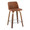 Tintori counter stool in Walnut Wood, Camel PU, Chrome Metal, product view, featuring swivel and metal footrest