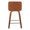 Tintori counter stool in Walnut Wood, Camel PU, Chrome Metal, back view, featuring swivel and metal footrest