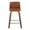 Tintori counter stool in Walnut Wood, Camel PU, Chrome Metal, front view, featuring swivel and metal footrest