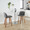 Tintori counter stool in Walnut Wood, Grey PU, Chrome Metal, featuring swivel and metal footrest