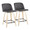 Tintori counter stool in Natural Wood, Grey PU, Black Metal, coordinated set view, featuring swivel and metal footrest