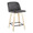 Toriano 24" Contemporary Fixed-Height Counter Stool with Swivel in Natural Wood and Grey Faux Leather with Square Black Metal Footrest- Set of 2 — product view