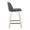 Toriano 24" Contemporary Fixed-Height Counter Stool with Swivel in Natural Wood and Grey Faux Leather with Square Black Metal Footrest- Set of 2 — side view