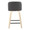 Toriano 24" Contemporary Fixed-Height Counter Stool with Swivel in Natural Wood and Grey Faux Leather with Square Black Metal Footrest- Set of 2 — back view