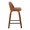 Tintori counter stool in Walnut Wood, Camel PU, Black Metal, side view, featuring swivel and metal footrest