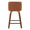 Tintori counter stool in Walnut Wood, Camel PU, Black Metal, back view, featuring swivel and metal footrest