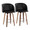 Fran 25" Mid-Century Modern Fixed-Height Counter Stool with Swivel in Walnut Wood and Black Faux Leather with Round Chrome Metal Footrest- Set of 2 — pair view