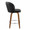 Fran 25" Mid-Century Modern Fixed-Height Counter Stool with Swivel in Walnut Wood and Black Faux Leather with Round Chrome Metal Footrest- Set of 2 — side view