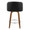 Fran 25" Mid-Century Modern Fixed-Height Counter Stool with Swivel in Walnut Wood and Black Faux Leather with Round Chrome Metal Footrest- Set of 2 — back view
