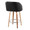 Fran 25" Mid-Century Modern Fixed-Height Counter Stool with Swivel in Zebra Wood and Black Faux Leather with Round Chrome Metal Footrest- Set of 2 — rear three-quarter view