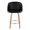 Fran 25" Mid-Century Modern Fixed-Height Counter Stool with Swivel in Zebra Wood and Black Faux Leather with Round Chrome Metal Footrest- Set of 2 — front view