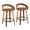 Grotto Upholstered 26" Contemporary Fixed-Height Counter Stool with Swivel in Walnut Wood and Camel Faux Leather with Round Black Metal Footrest- Set of 2 — pair view