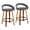Grotto Upholstered 26" Contemporary Fixed-Height Counter Stool with Swivel in Walnut Wood and Grey Faux Leather with Round Black Metal Footrest- Set of 2 — pair view
