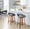Grotto Upholstered 26" Contemporary Fixed-Height Counter Stool with Swivel in Walnut Wood and Grey Faux Leather with Round Black Metal Footrest- Set of 2 — lifestyle photo 1