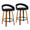 Grotto Upholstered 26" Contemporary Fixed-Height Counter Stool with Swivel in Walnut Wood and Black Velvet with Round Black Metal Footrest- Set of 2 — pair view