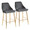 Marcel counter stool in Gold Metal, Blue Velvet, coordinated set view, featuring velvet design and metal design