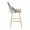 Marcel counter stool in Gold Metal, Silver Velvet, side view