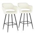 Margarite Contemporary Counter Stool in Black Metal and Cream Faux Leather- Set of 2 — pair view