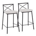 Modern Charlotte 25" Contemporary Fixed-Height Counter Stool in Black Metal and White Faux Leather- Set of 2 — pair view