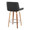 Santi 25" Mid-Century Modern Fixed-Height Counter Stool with Swivel in Zebra Wood and Black Faux Leather with Round Chrome Metal Footrest- Set of 2 — rear three-quarter view