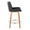 Santi counter stool in Zebra Wood, Chrome Metal, Grey PU, side view, featuring swivel and wood frame
