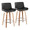 Santi counter stool in Zebra Wood, Chrome Metal, Grey PU, coordinated set view, featuring swivel and wood frame