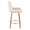 Santi counter stool in Zebra Wood, Chrome Metal, White PU, side view, featuring swivel and wood frame