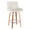 Santi counter stool in Zebra Wood, Chrome Metal, White PU, product view, featuring swivel and wood frame