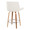 Santi counter stool in Zebra Wood, Chrome Metal, White PU, back and side view, featuring swivel and wood frame