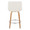 Santi counter stool in Zebra Wood, Chrome Metal, White PU, back view, featuring swivel and wood frame